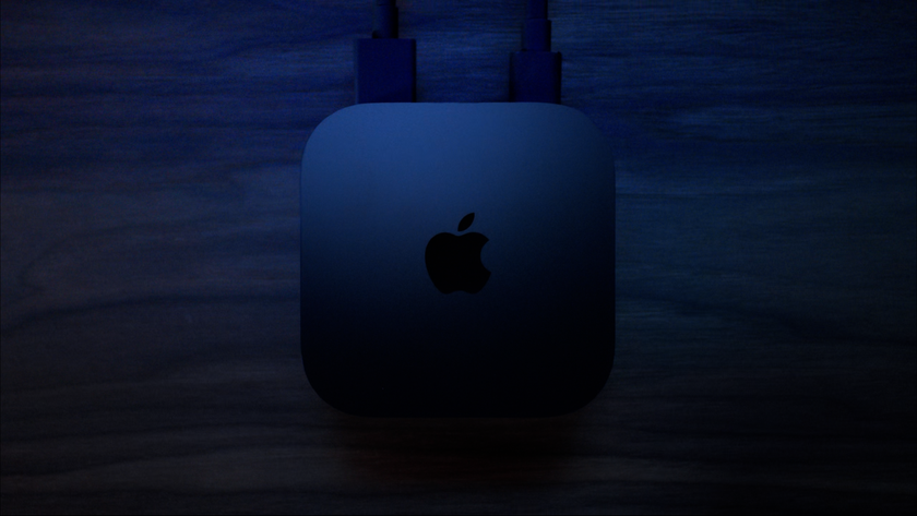 An Apple TV 4K streamer in dim lighting