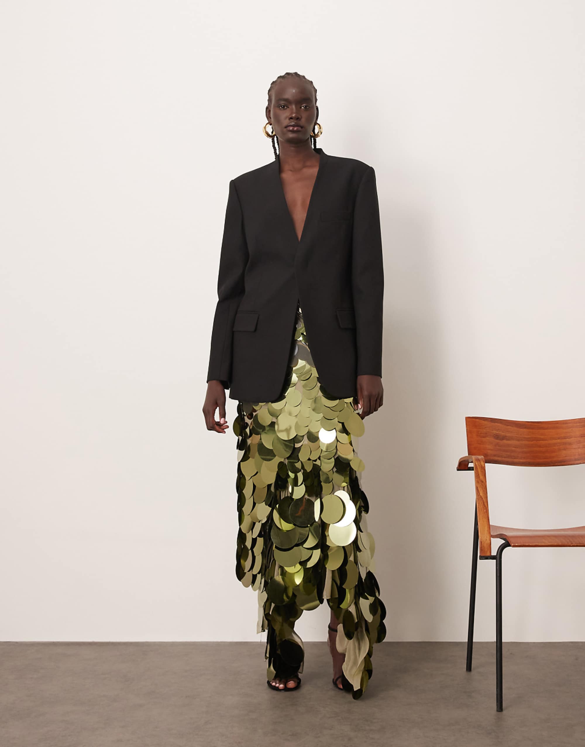 Arrange Wavey Linear Embellished Square Hem Maxi Skirt