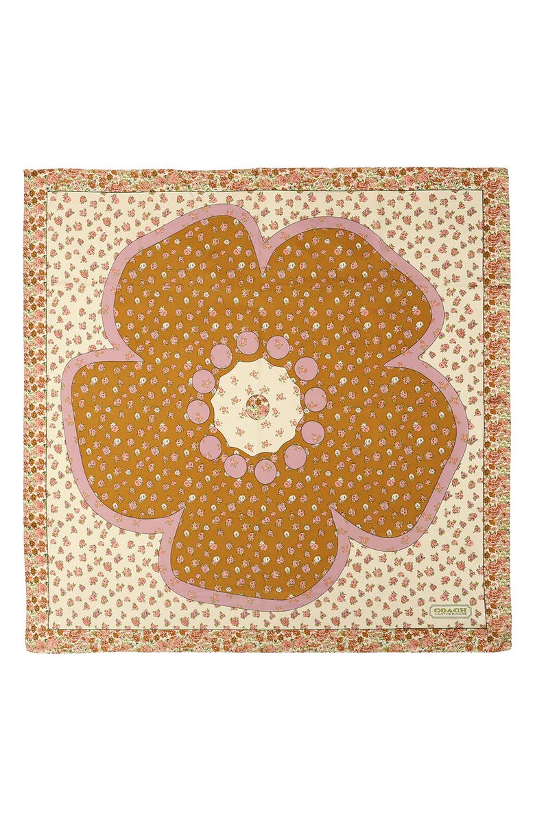 Tea Rose Multi Floral Print Silk Square Scarf