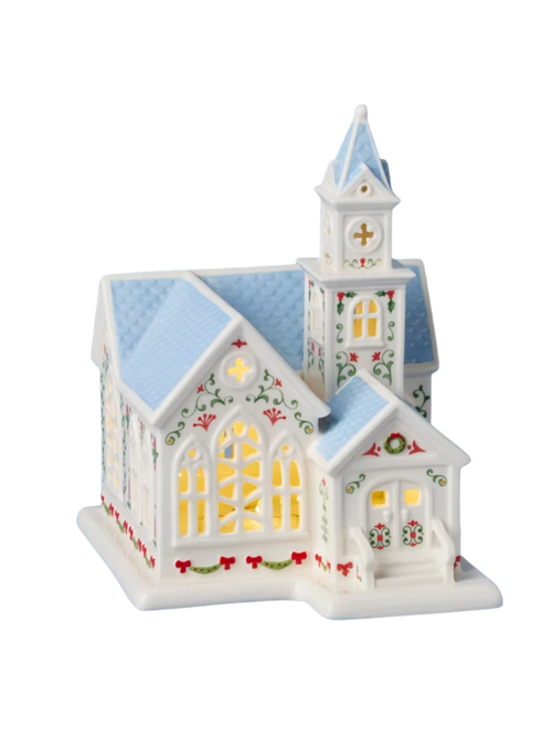 Lenox Holiday Village Lit Christmas Church Figurine