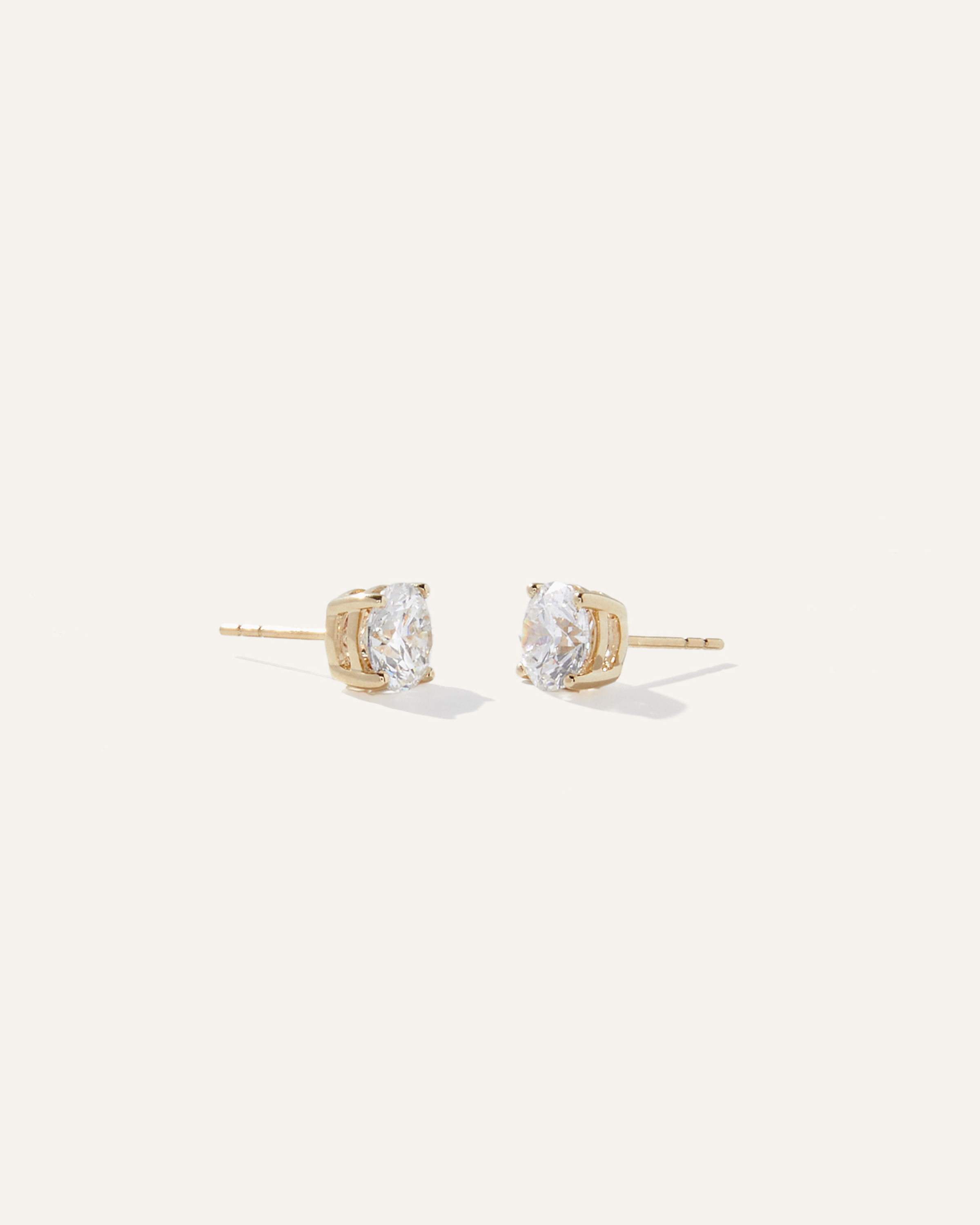 14k Gold Lab Grown Diamond Solitaire Studs in Yellow Gold