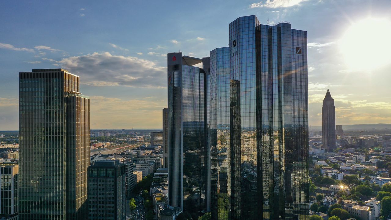 aerial view of Deutsche bank sky scrapper 