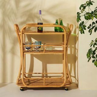 Anthropologie rattan bar cart