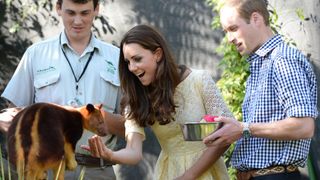 Prince William and Kate Middleton with a kangaroo