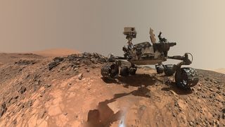 NASA’s Curiosity rover snapped this low-angle self-portrait next to the rock where it extracted the tridymite from.