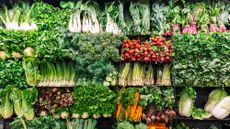 Vegetables on supermarket shelf