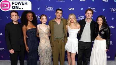 An image of Jake Schreier, Maya Boyd, Sadie Sink, Christopher Abbott, Samara Weaving, Kit Connor, and Inde Navarrette at D23 Expo 2026