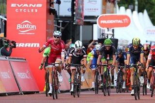 Alexander Kristoff celebrates a RideLondon victory.