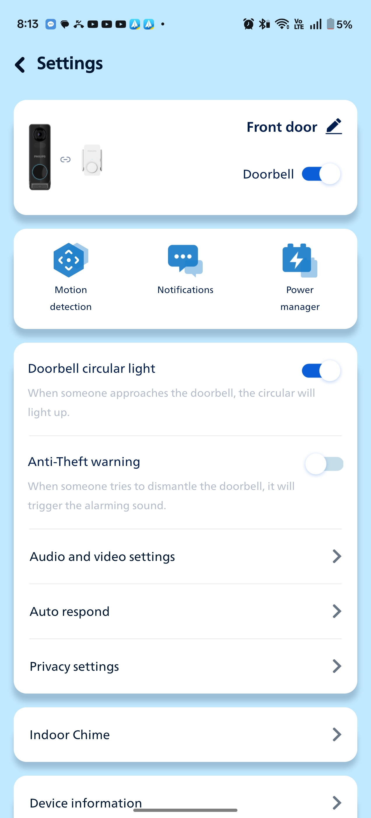 Screenshot of the Philips app showing the 7000 Series' available features.