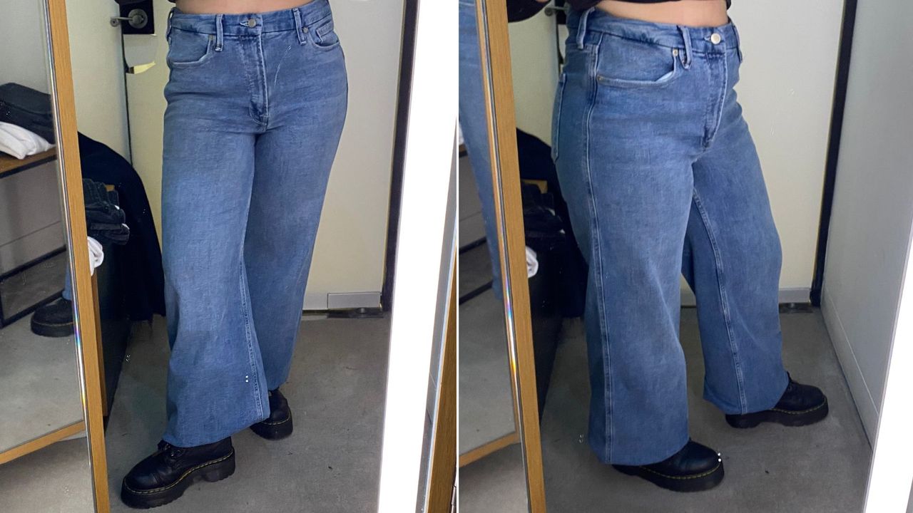 good american wide leg palazzo jeans
