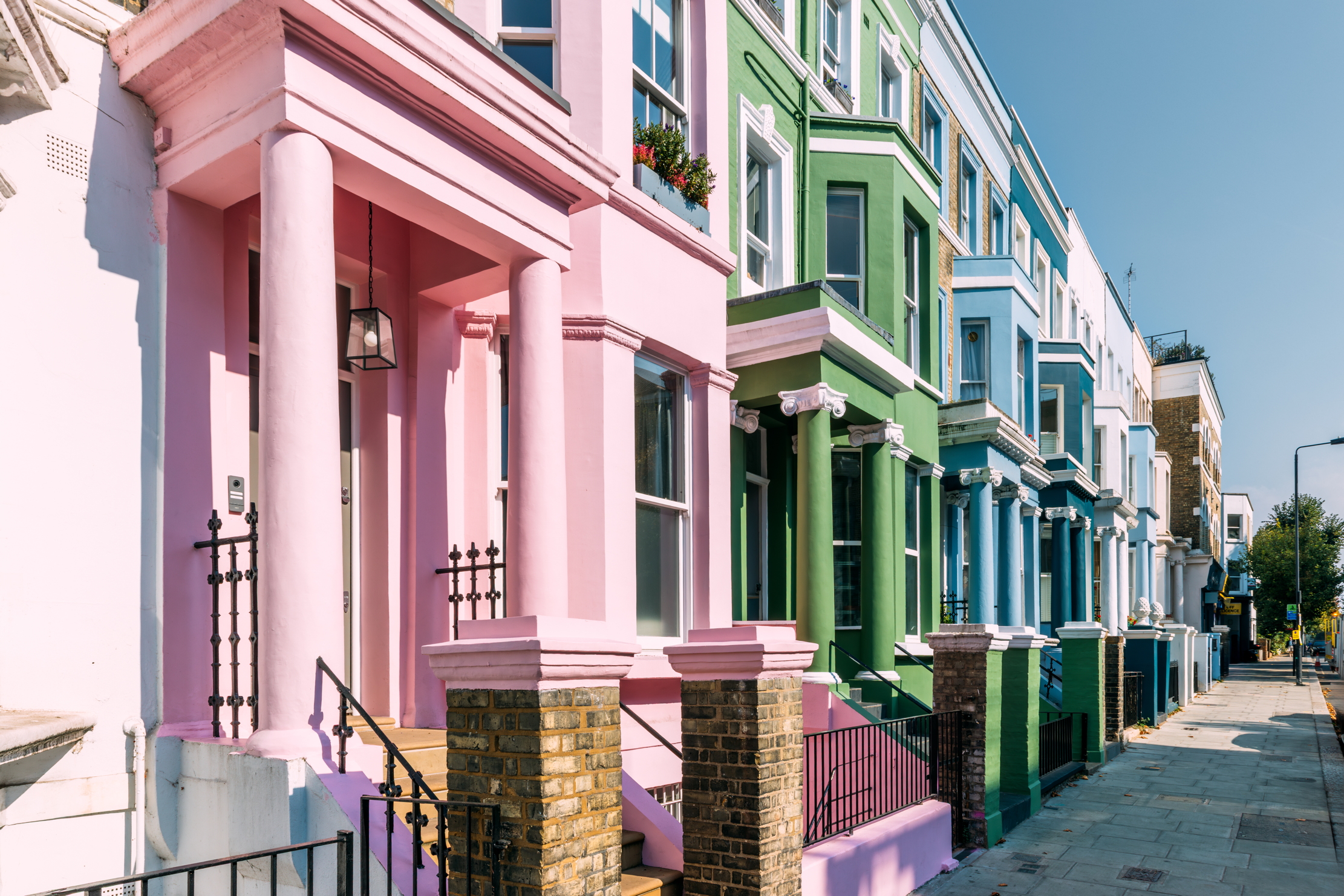 Colourful houses in Notting Hill.