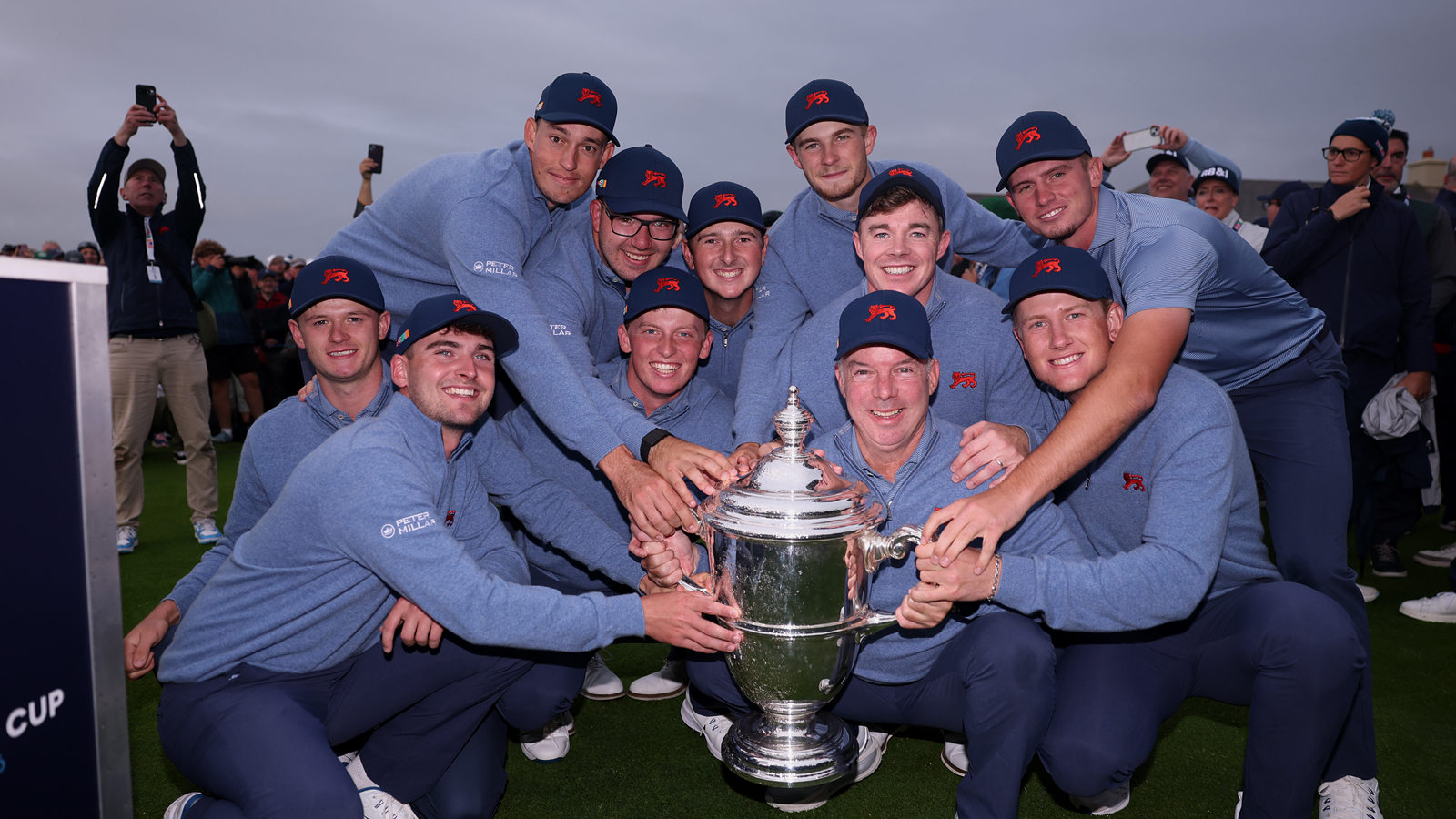 Team GB&amp;I celebrate holding the Walker Cup