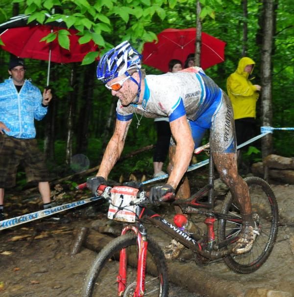 Burry Stander (Specialized) riding in heavy rain.
