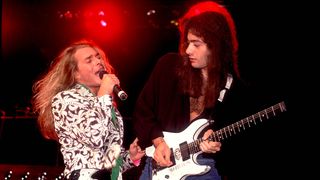 Mike Tramp and Vitto Bratta onstage with White Lion in 1989