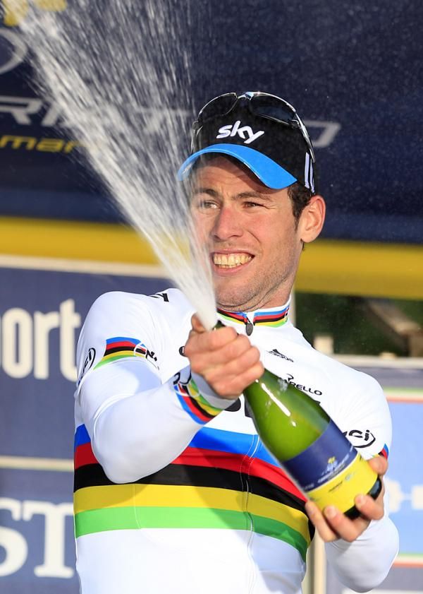 Mark Cavendish (Sky) celebrates his stage win in Tirreno-Adriatico