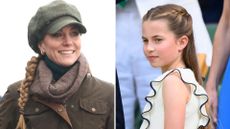 A composite of Kate Middleton and Princess Charlotte, both with plaits on different occasions