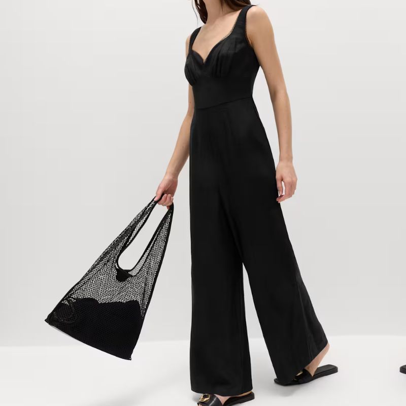 M&S, black linen jumpsuit