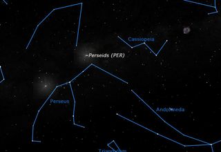 This sky map shows where to look to spot the Perseid meteor shower in August 2011. The Perseids originate near the constellation Perseus,hence their name.