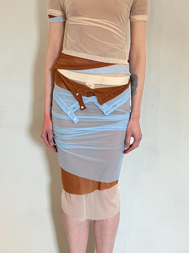 Mesh Triple Polo Midi Skirt