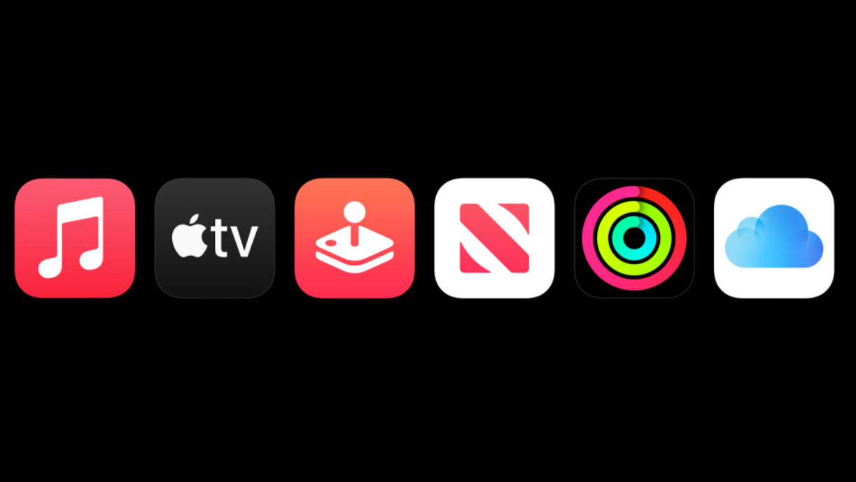Icons showing what you get with an Apple One subscription