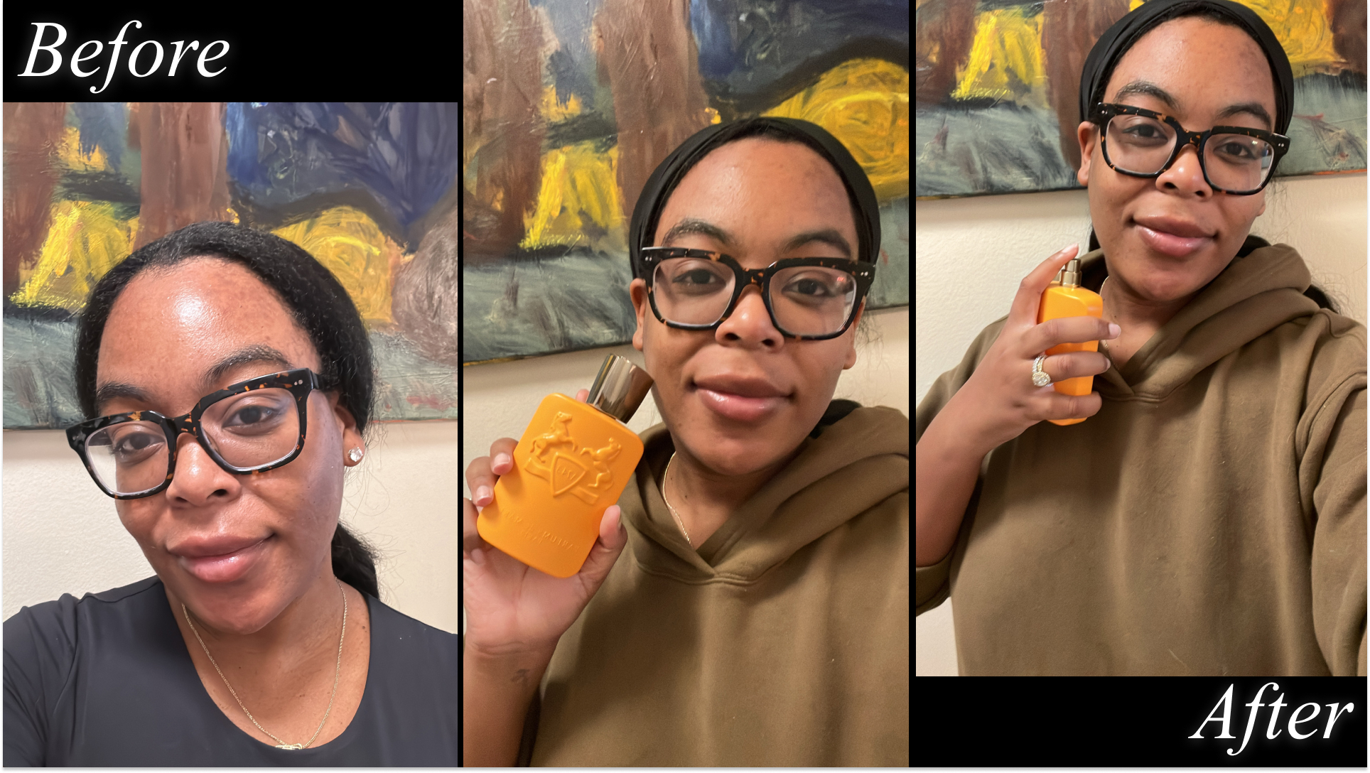 Ariel Baker testing Parfums de Marley Perseus perfume.