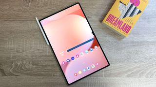 Samsung Galaxy Tab S10 Ultra review unit on a desk