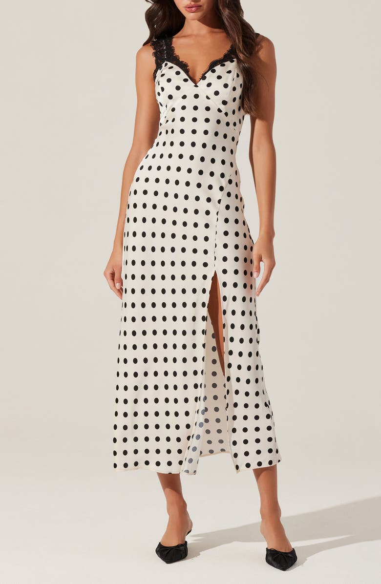 Eirene Lace Trim Polka Dot Dress