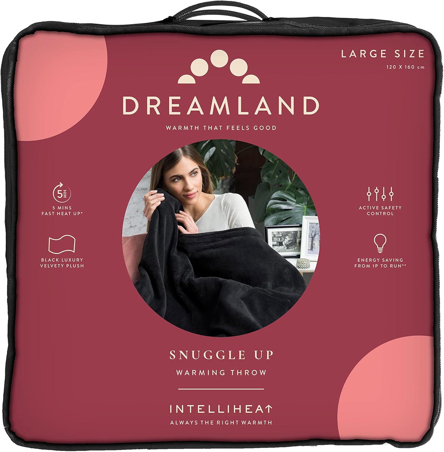 Dreamland Snuggle Up Electric Throw - Grey, 5 Minute Fast Heat Up, Luxury Velvet Plush, 1 Control, 6 Temperature Settings With Timer, Machine Washable and Tumble Dry Safe, 160x120cm