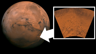 (Left) Mars the Red Planet (Right) the the Eridania in the planet's southern hemisphere the site of early volcanic activity