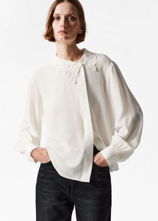 Asymmetric Collar Silk Blouse