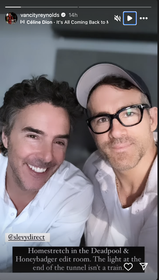 Ryan Reynols and Shawn Levy smiling while editing Deadpool 3