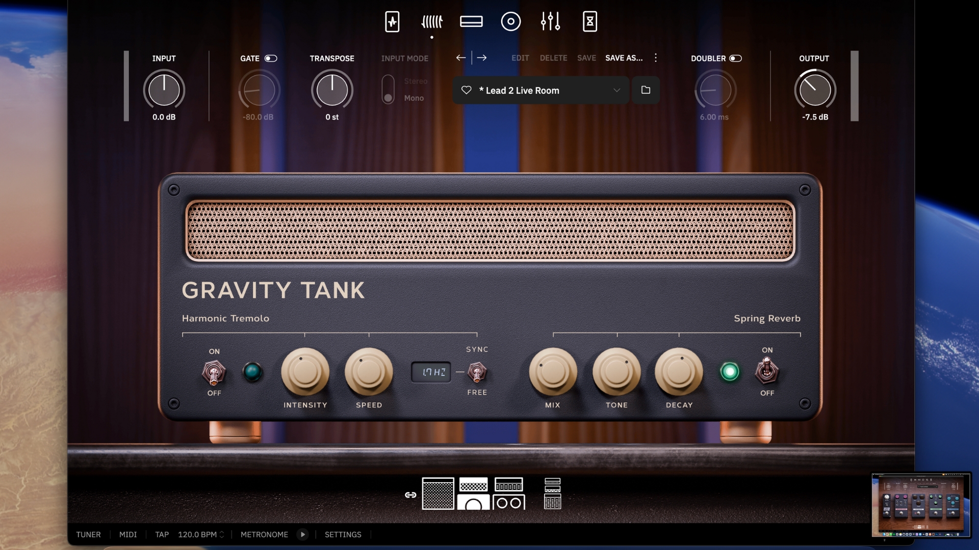 The Gravity Tank from the Neural DSP Archetype John Mayer X guitar plugin