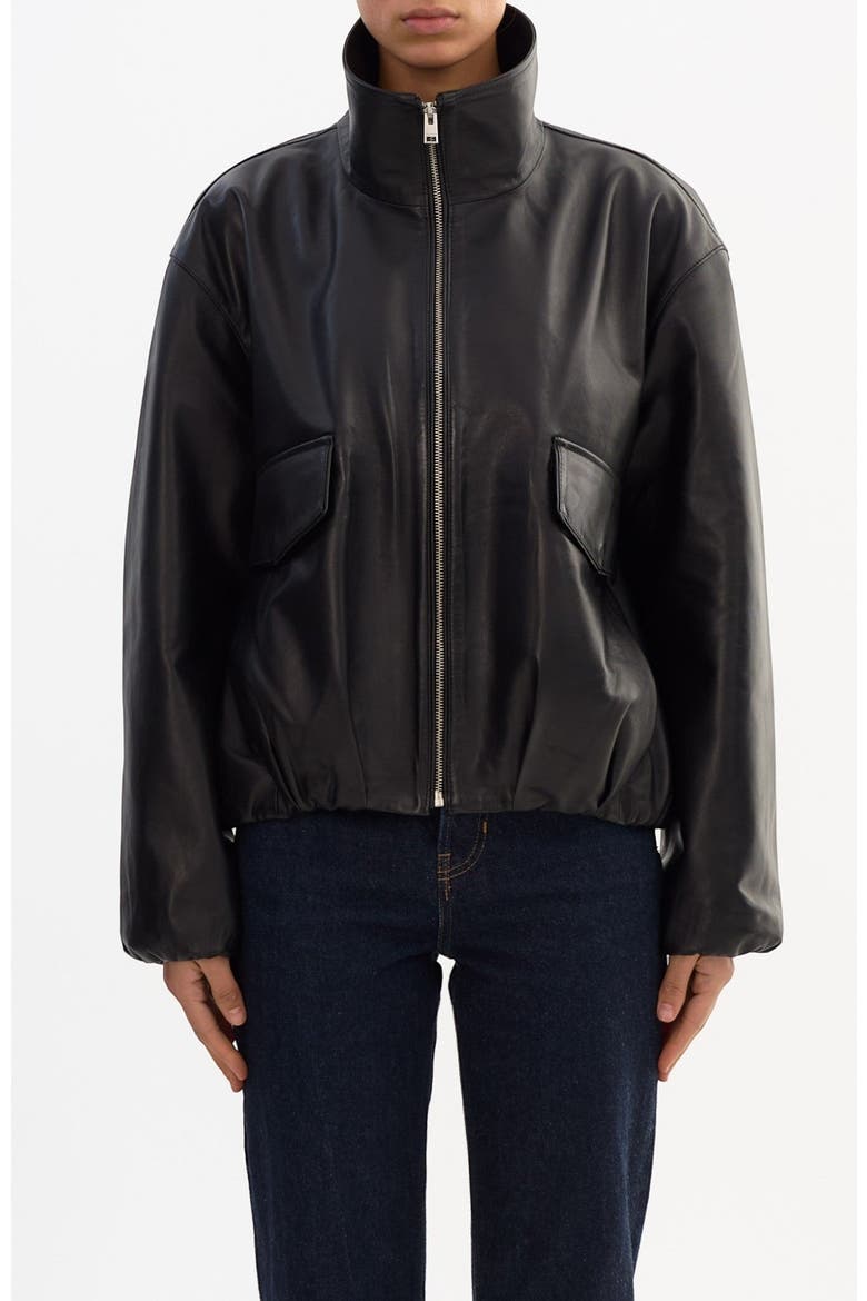 Ramona | Funnel Neck Leather Jacket