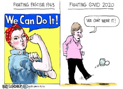 Editorial Cartoon U.S. We Can Do it COVID mask