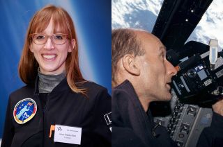 Die Astronautin finalist Insa Thiele-Eich is the daughter of German astronaut Gerhard Thiele, pictured here at right on board the space shuttle Endeavour in 2000.