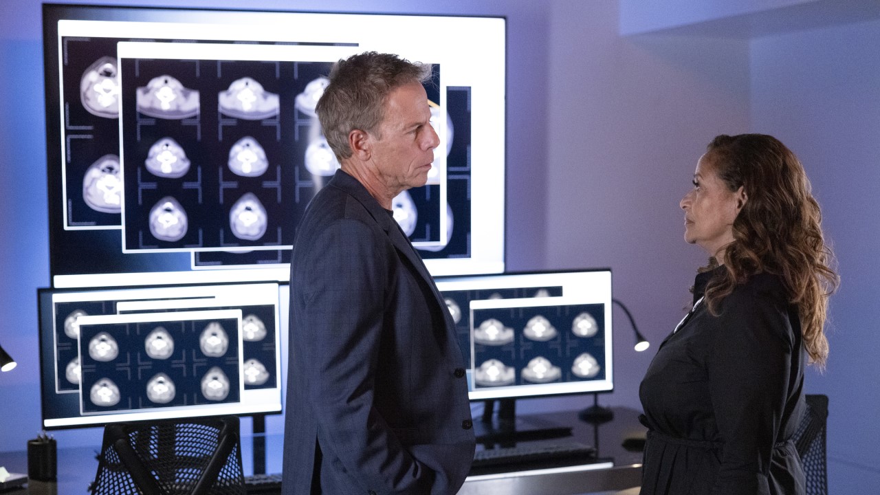 Greg Germann y Debbie Allen en Grey's Anatomy.