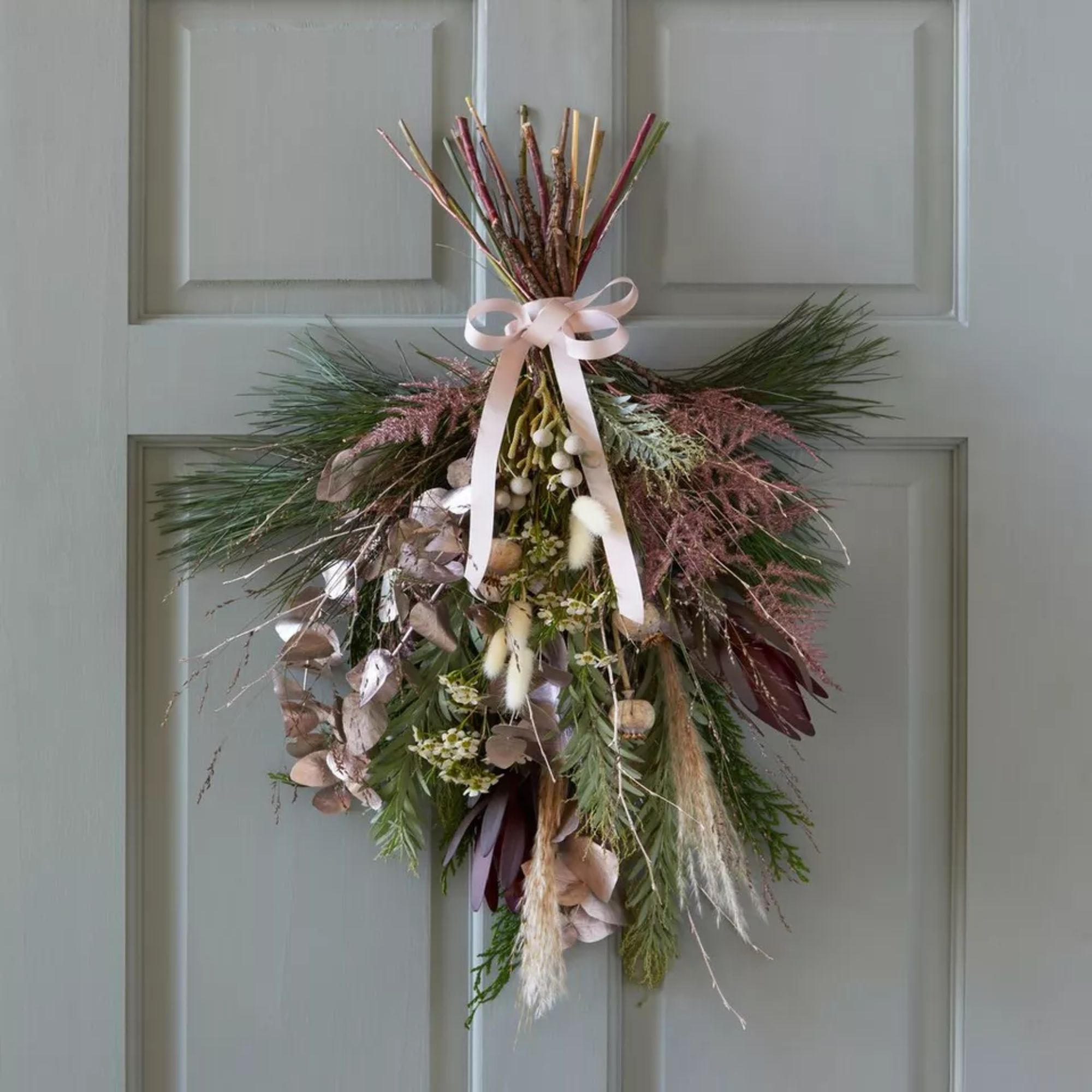 A Christmas wreath in the style of a swag