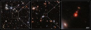 This image shows the location of the galaxy system ZS7 as seen through the James Webb Space Telescope.