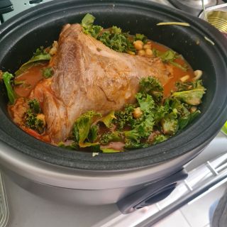 Lamb and vegetables cooking in the Morphy Richards slow cooker the
