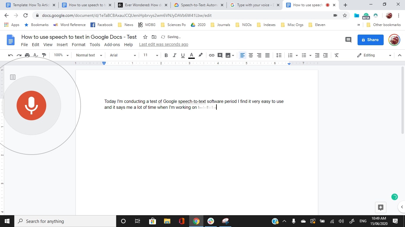 Speech-to-text in Google docs 5