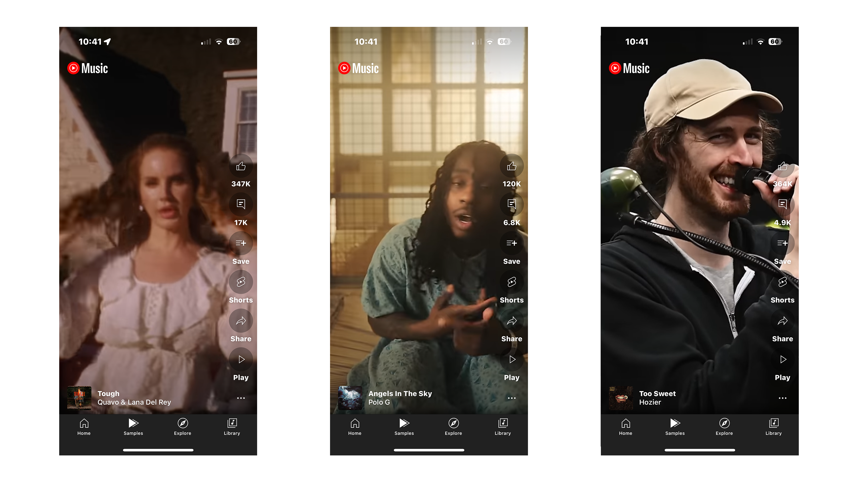 The Sessions tab in youtube music shows music videos and content that's been recorded live.