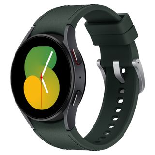 Samsung Galaxy Watch 5 with Gray Case and Green Hybrid Leather Band