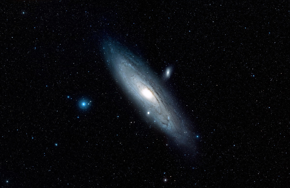 A Digitized Sky Survey image shows the area around the Andromeda galaxy (M31). Image released Jan. 5, 2015.
