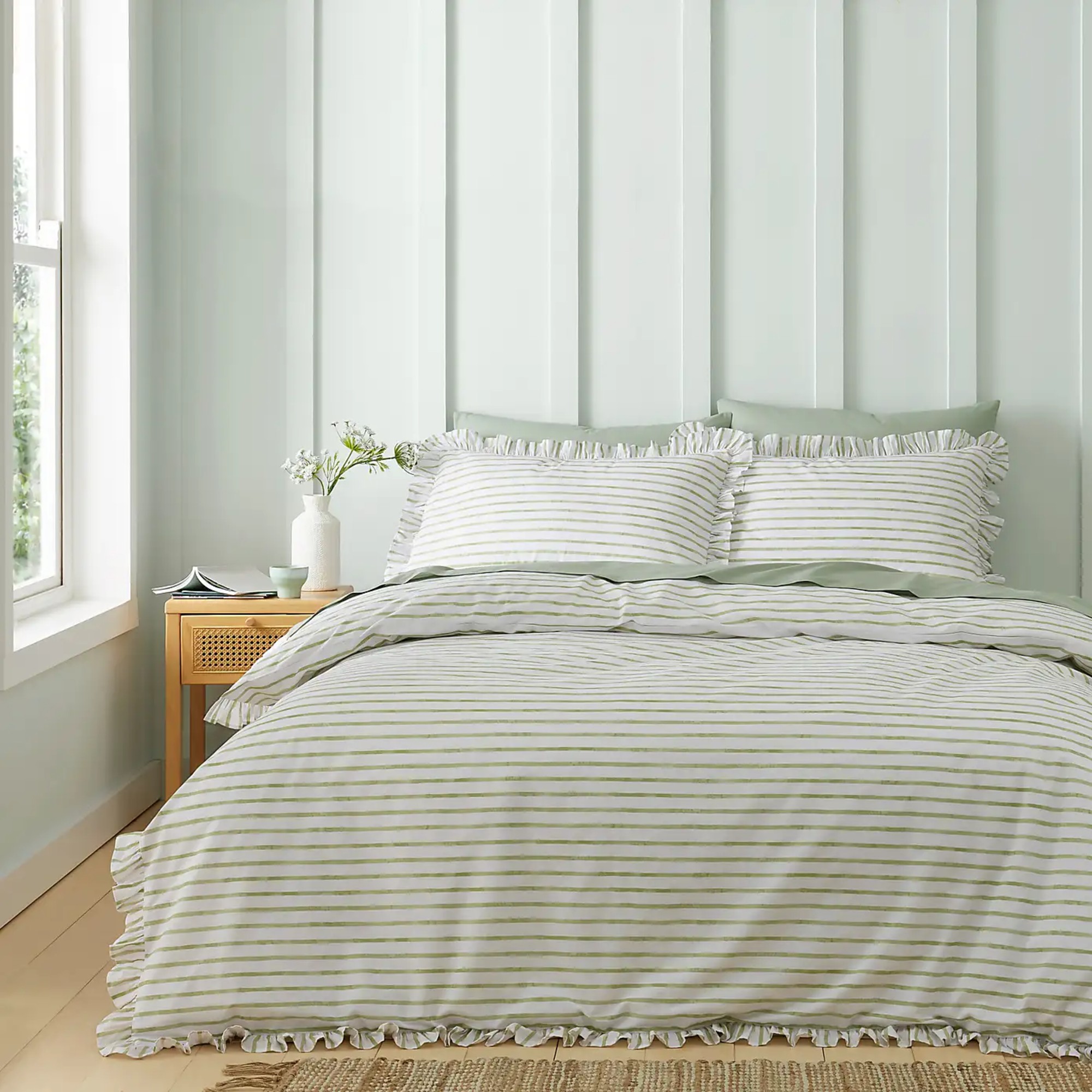 Dunelm Laylah Frilled Stripe Duvet Cover & Pillowcase Set