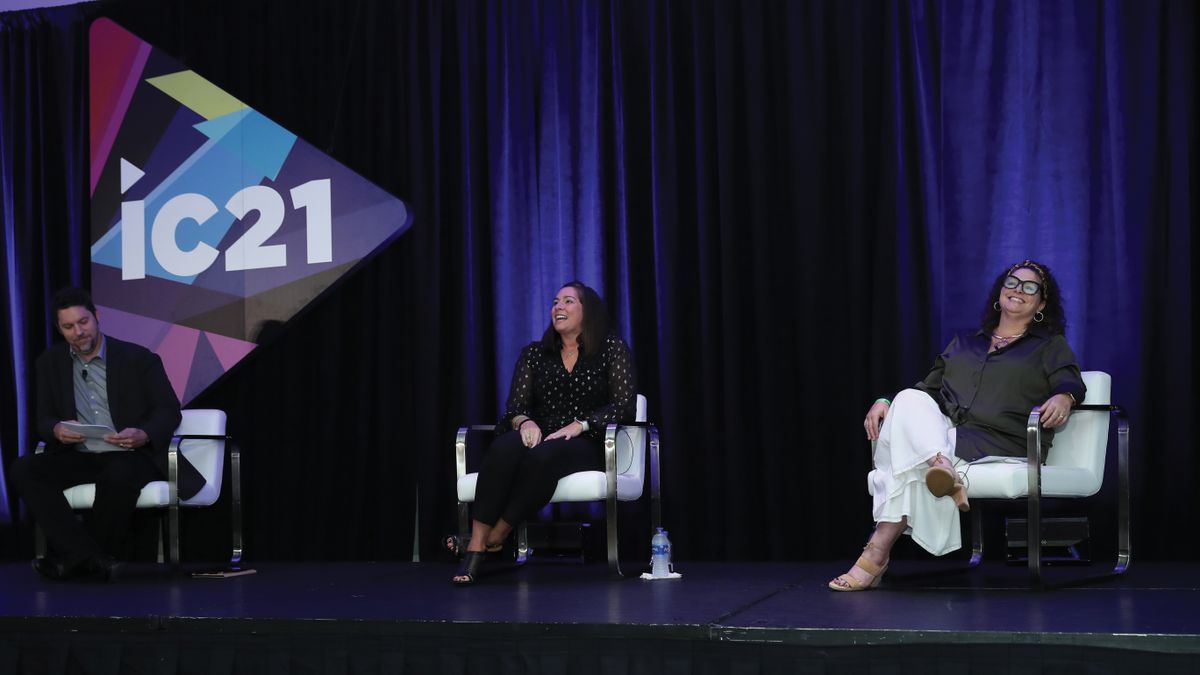 The first panel at day one of the D=SIGN conference. From left, Wayne Rasor, Kristin Roubie and Dina Townsend. 