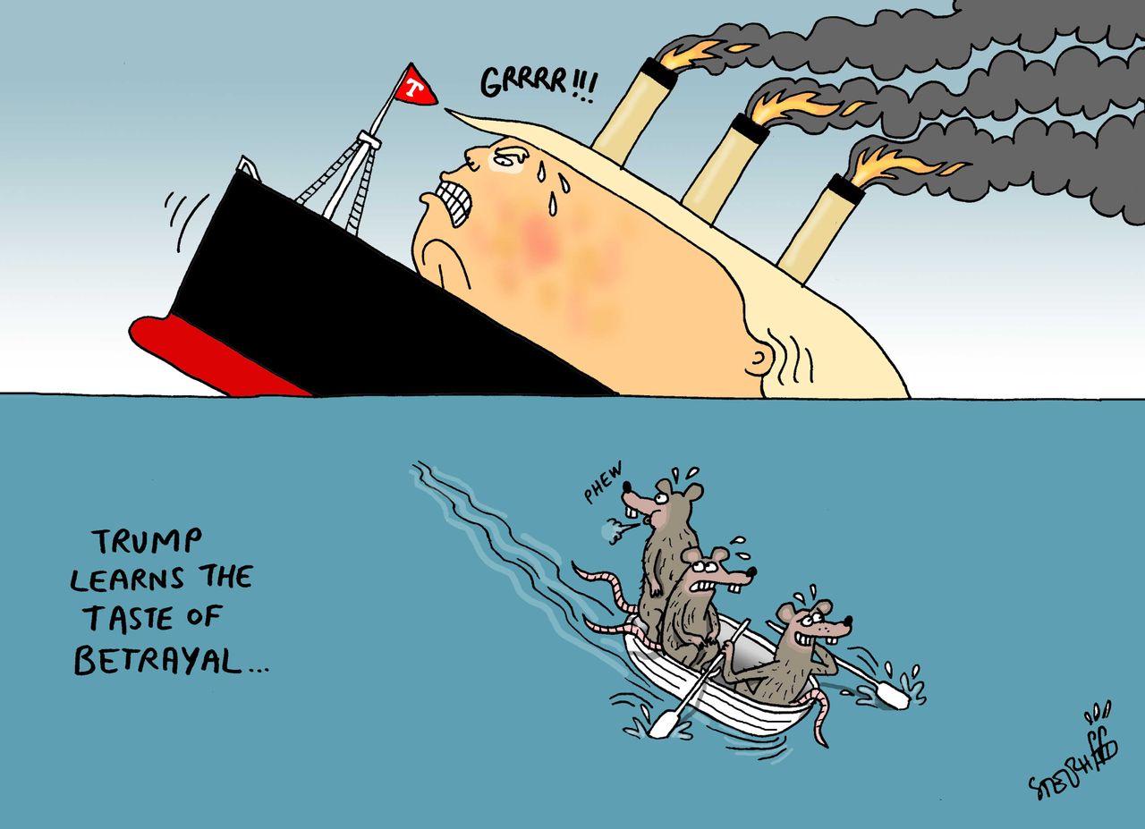 Political cartoon U.S. Trump Michael Cohen Paul Manafort&amp;amp;nbsp;guilty sinking ship