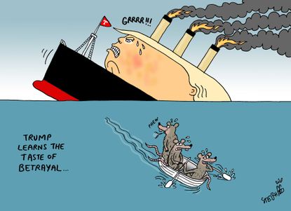 Political cartoon U.S. Trump Michael Cohen Paul Manafort&nbsp;guilty sinking ship
