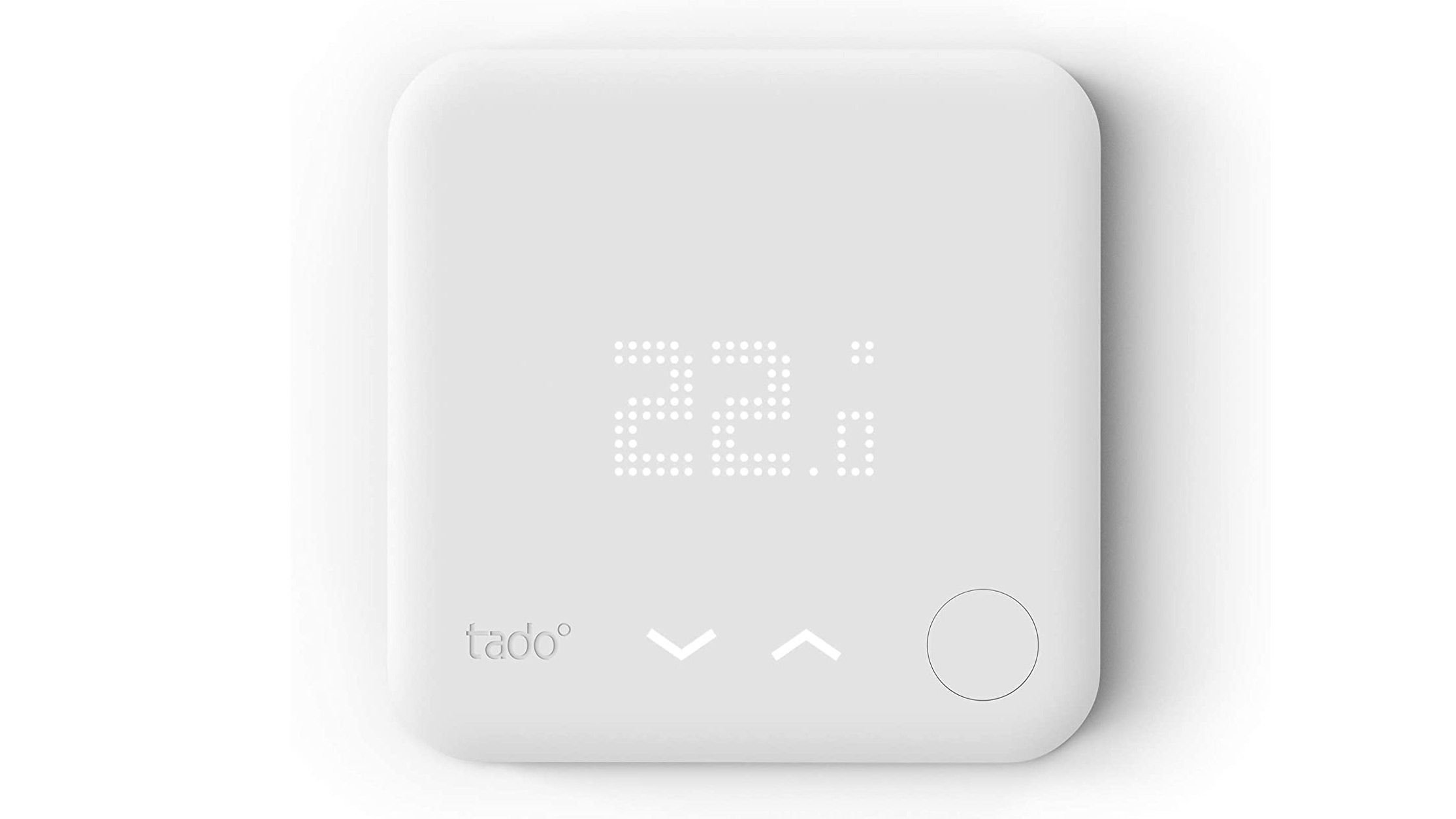 The Tado smart thermostat on a white background