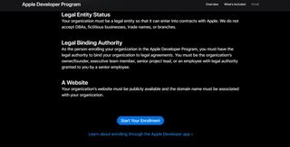 Apple Developer Program sign up screenshot