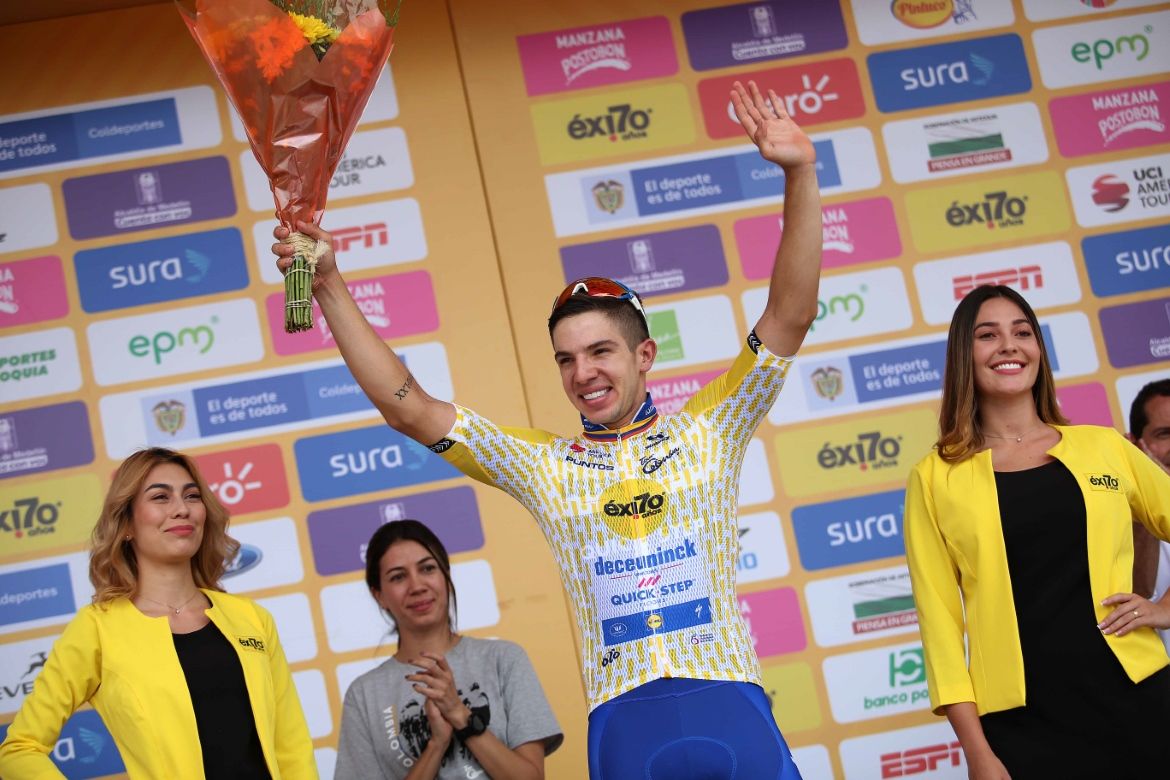 Alvaro Hodeg (Deceuninck-Quickstep) in the points classification jersey